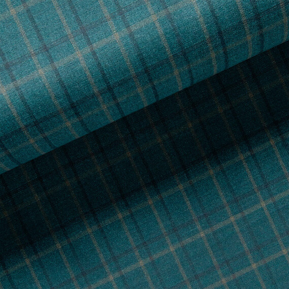 Тканина костюмна Renzzo Ricci клітина сіро бірюзова, фото 1