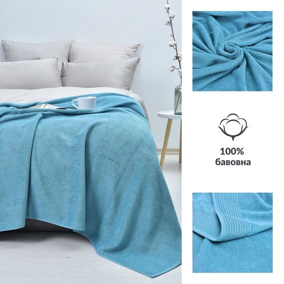 Простынь махровая хлопковая TM IDEIA 150х200 см turquoise, фото 3