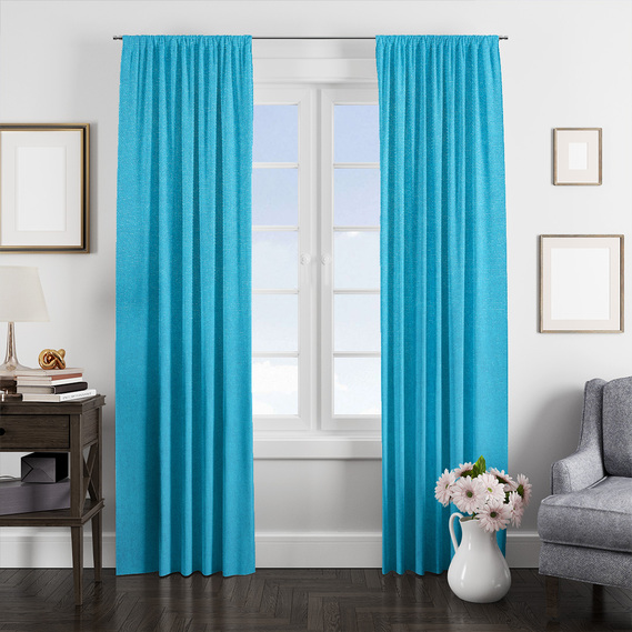 Ткань портьерная однотонная Фонлук Canvas, шторная ткань, ткань для штор, шторы, портьеры, гардины, ткань гардинная V-100 мор хвиля, фото 1