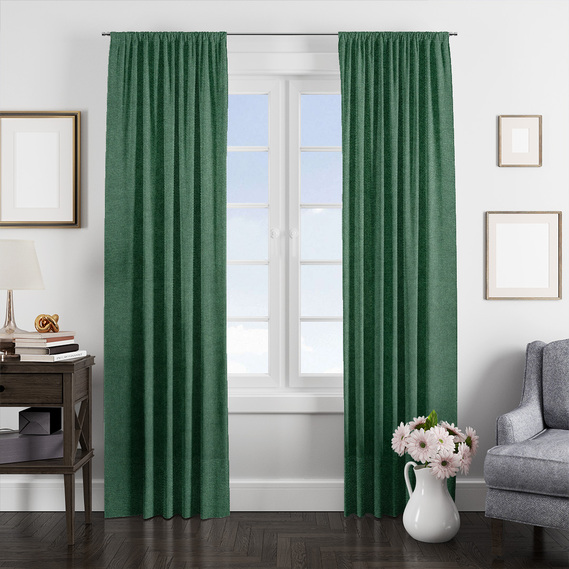 Тканина портьєрна однотонна Фонлук Canvas, шторна тканина, тканина для штор, штори, портьєри, гардіни, тканина для гардин V-588 смарагд, фото 2