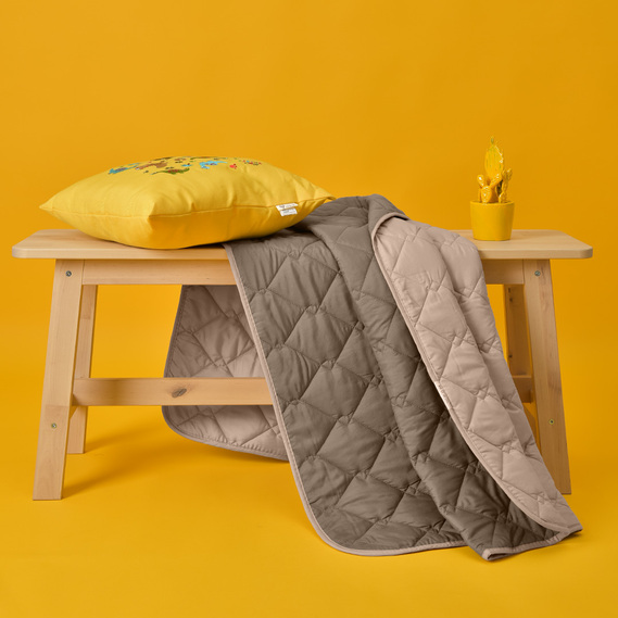 Покривало 100х135 см двустороннє IDEIA для крісла, дивану, гіпоалергенне, міцна стібка, дивандек, накидка сірий/беж, фото 5