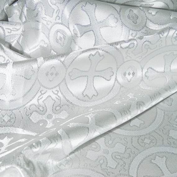 Тканина парча церковна срібло , фото 1