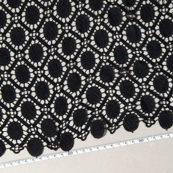 Ткань гипюр Надежда кульки чорний, фото 2 Ткань гипюр Надежда кульки чорний, фото 2