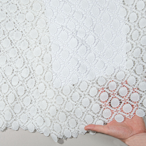 Ткань гипюр Надежда кульки білий, фото 3 Ткань гипюр Надежда кульки білий, фото 3