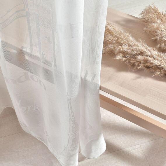 Тюль жаккард London V-2 молоко, фото 1 Тюль жаккард London V-2 молоко, фото 1