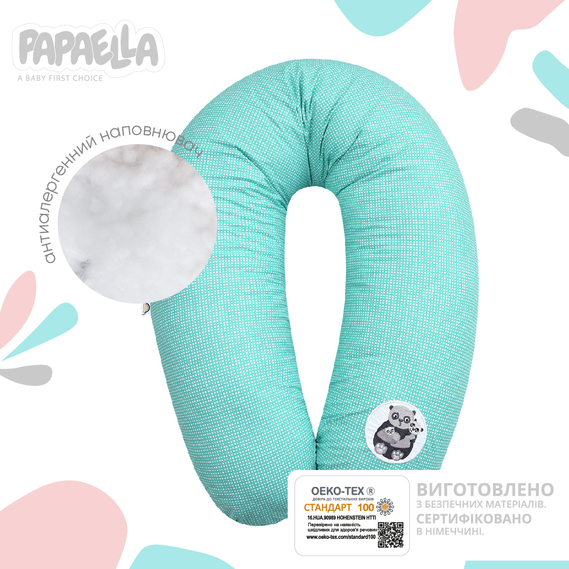 Nursing pillow TM PAPAELLA 30х190 cm горошок ментол, фото 3