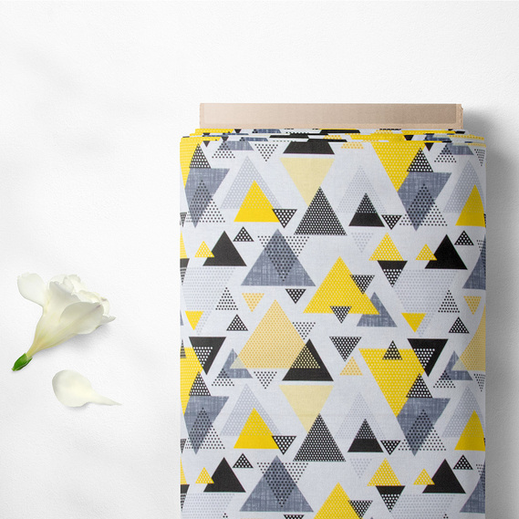 Calico fabric 2.4 Selonya V-6 23907 1 абстракція жовто чорна, фото 2