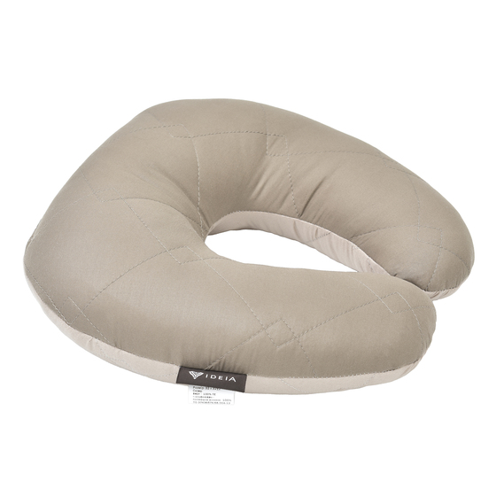 Подушка рогалик 32х32 см Travel IDEIA для путешествий для шеи и головы дорожный антиаллергенный сірий/беж, фото 1