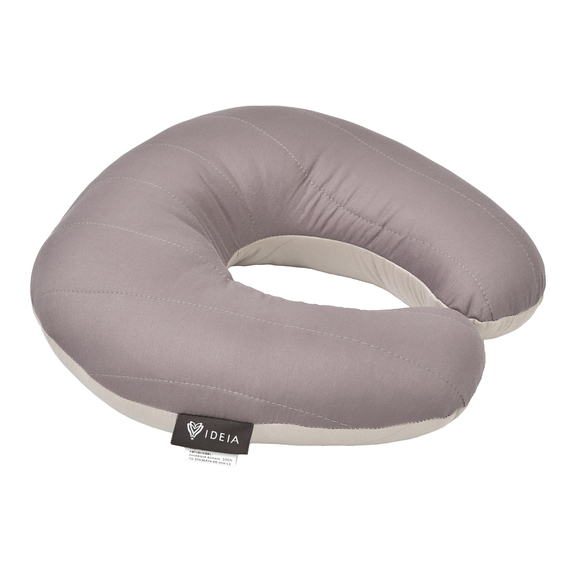 Подушка рогалик 32х32 см Travel IDEIA для подорожей, для шиї та голови, дорожня, антиалергенна шоколад/беж, фото 1