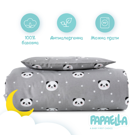 Bedding set PANDA for babies TM PAPAELLA сірий, фото 5
