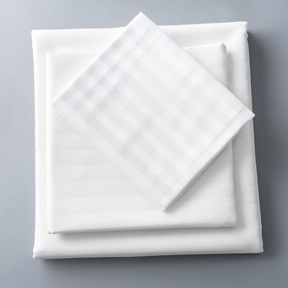 Наволочка 50х70 см сатин IDEIA бавовна, готельна, для готелів та дому, жакард біла у смужку 1 см, фото 7