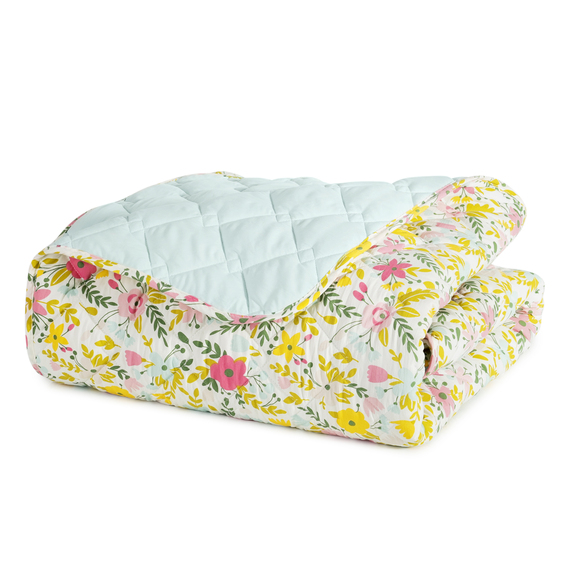 Покрывало на кровать Стиль Cube 210х240 см IDEIA двухстороннее, прочная стежка ткани, антиаллергенное волоконо квіти/м`ята, фото 8