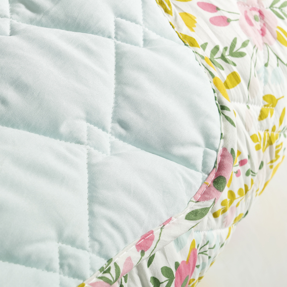 Покрывало на кровать Стиль Cube 210х240 см IDEIA двухстороннее, прочная стежка ткани, антиаллергенное волоконо квіти/м`ята, фото 9