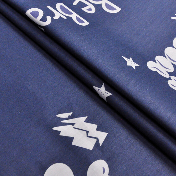 Ткань хлопок сатин для постельного белья, натуральная ткань, постельное белье, 120 гр/м2 S-092A Зірки темно синій, фото 1