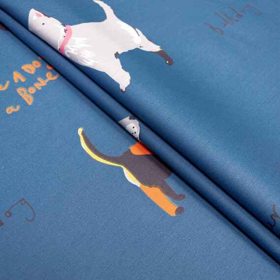 SATIN fabric S-131A Dogs денім, фото 1