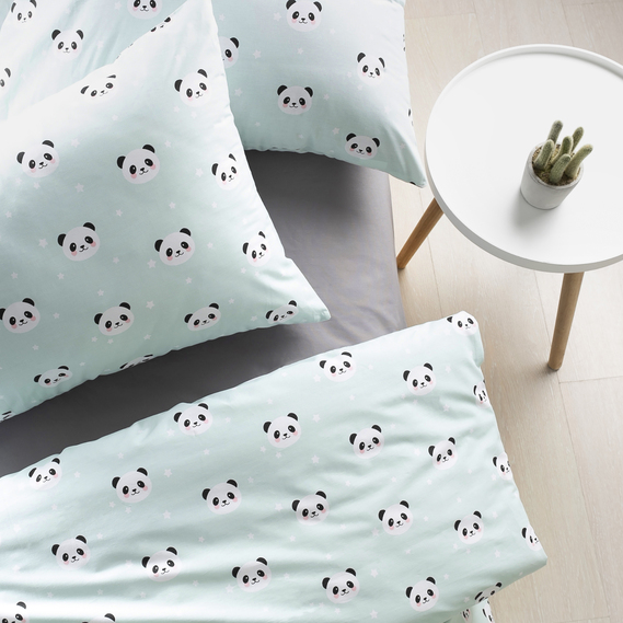 One and a half bedding set TM IDEIA sheet 150x220 cm, duvet cover 145x215 cm, pillowcase 50x70 cm (2 pcs) panda ментол, фото 1