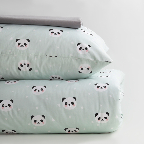 One and a half bedding set TM IDEIA sheet 150x220 cm, duvet cover 145x215 cm, pillowcase 50x70 cm (2 pcs) panda ментол, фото 6