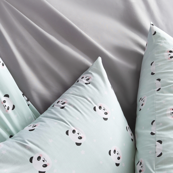 One and a half bedding set TM IDEIA sheet 150x220 cm, duvet cover 145x215 cm, pillowcase 50x70 cm (2 pcs) panda ментол, фото 9