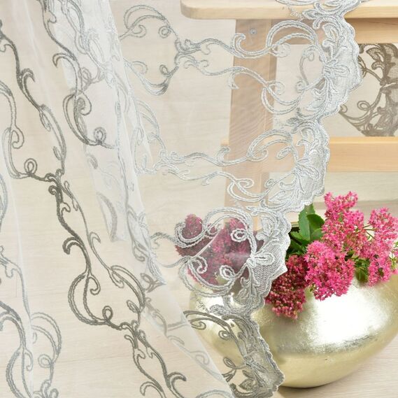 Тюль сетка с вышивкой Klaydia V-6 тіфані, фото 3 Тюль сетка с вышивкой Klaydia V-6 тіфані, фото 3