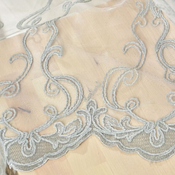 Тюль сетка с вышивкой Klaydia V-6 тіфані, фото 4 Тюль сетка с вышивкой Klaydia V-6 тіфані, фото 4