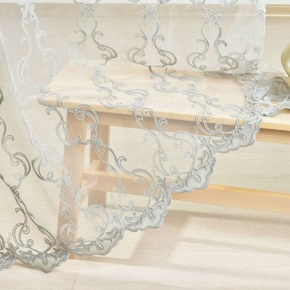 Тюль сетка с вышивкой Klaydia V-6 тіфані, фото 6 Тюль сетка с вышивкой Klaydia V-6 тіфані, фото 6