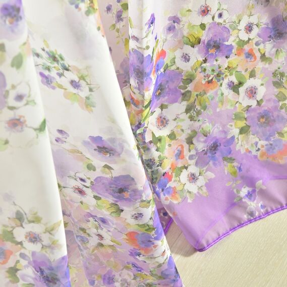 Тюль набивний вуаль Букет V-02 бузок, фото 1 Тюль набивний вуаль Букет V-02 бузок, фото 1