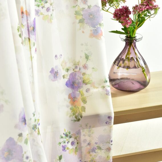 Тюль набивной вуаль Букет V-02 бузок, фото 5