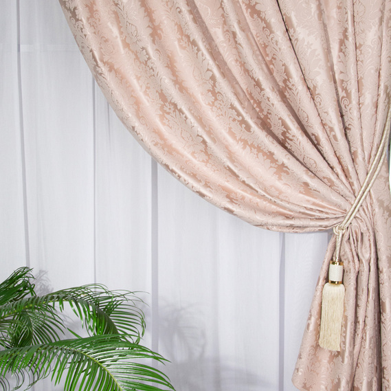 Jacquard curtain fabric V-P0745 пудра, фото 3