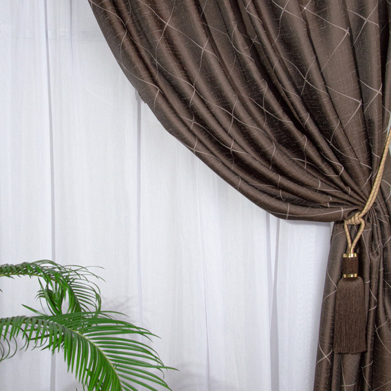 Тканина портьєрна жакардова Нео V-307 шоколад, фото 3