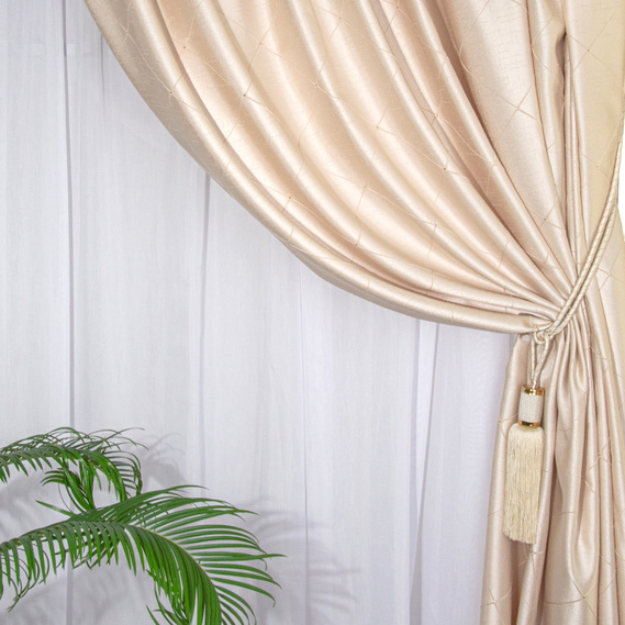 Тканина портьєрна жакардова Нео V-110 крем, фото 3