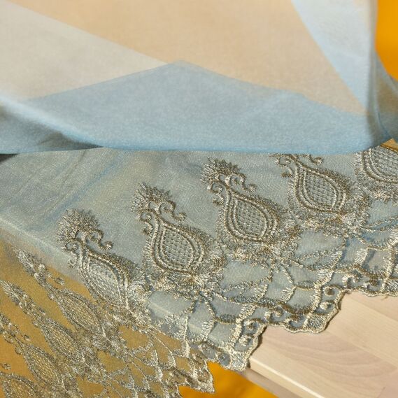 Tulle mesh with Barberry embroidery V-825 мор хвиля, фото 5 Tulle mesh with Barberry embroidery V-825 мор хвиля, фото 5