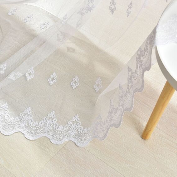 Тюль фатин з вишивкою Laura V-beyaz , фото 1 Тюль фатин з вишивкою Laura V-beyaz , фото 1