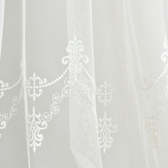 Тюль фатин вышивка Eleece V-молоко, фото 4