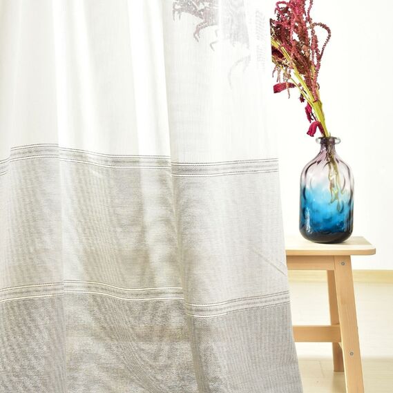 Тюль набивной рогожка Mathis V-101 сірий беж, фото 3 Тюль набивной рогожка Mathis V-101 сірий беж, фото 3