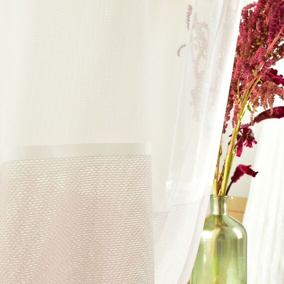 Тюль набивной рогожка Ayda V-105 пудра, фото 1 Тюль набивной рогожка Ayda V-105 пудра, фото 1