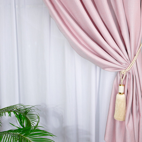 Тканина портьєрна рогожка з люрексом  V-М32 холодний рожевий, фото 3