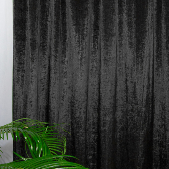 Тканина портьєрна однотонна Бархат Roma V-12168 чорна, фото 1