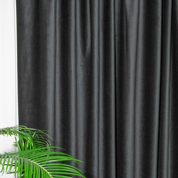 Ткань портьерная однотонная Бархат. 295 см, 365 гр/м2, шторная ткань, ткань для штор, шторы, портьеры, гардины, ткань гардинная V-58 графіт, фото 1