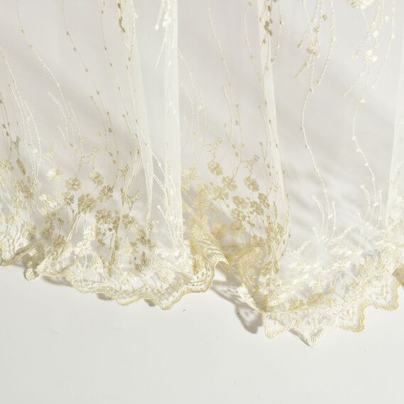 Тюль сетка с вышивкой Иванка V-06 крем золото, фото 2 Тюль сетка с вышивкой Иванка V-06 крем золото, фото 2