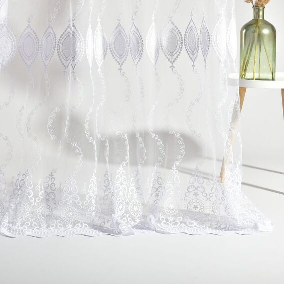 Тюль сетка с вышивкой Калипсо V-02 біла, фото 2 Тюль сетка с вышивкой Калипсо V-02 біла, фото 2