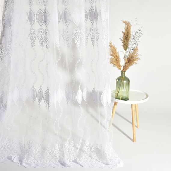 Тюль сетка с вышивкой Калипсо V-02 біла, фото 4 Тюль сетка с вышивкой Калипсо V-02 біла, фото 4