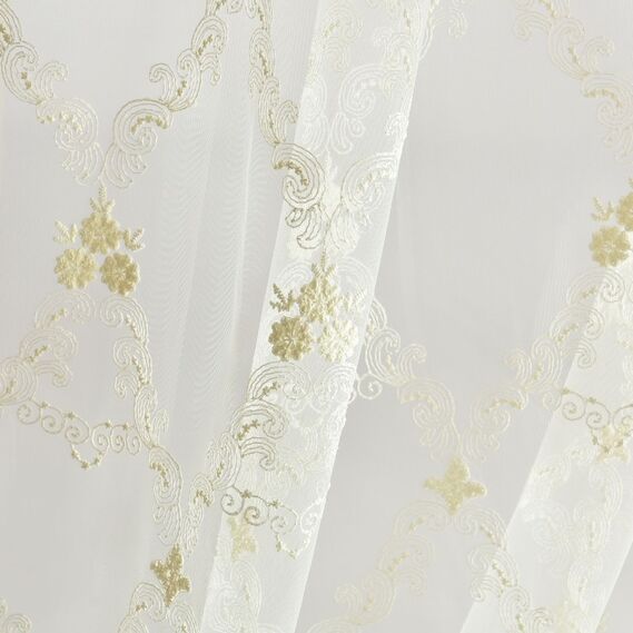 Тюль сітка з вишивкою Єсенія V-02 крем, фото 2 Тюль сітка з вишивкою Єсенія V-02 крем, фото 2