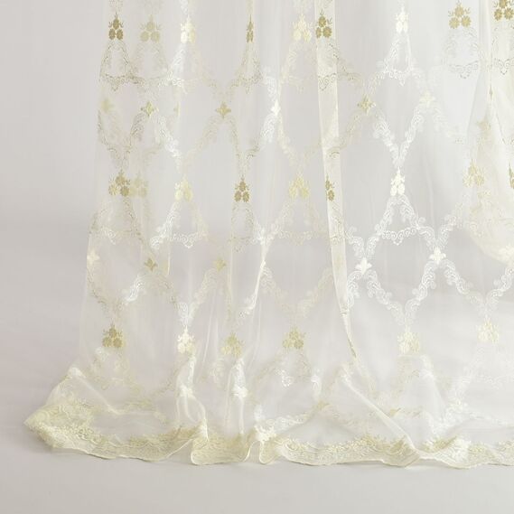 Тюль сітка з вишивкою Єсенія V-02 крем, фото 3 Тюль сітка з вишивкою Єсенія V-02 крем, фото 3