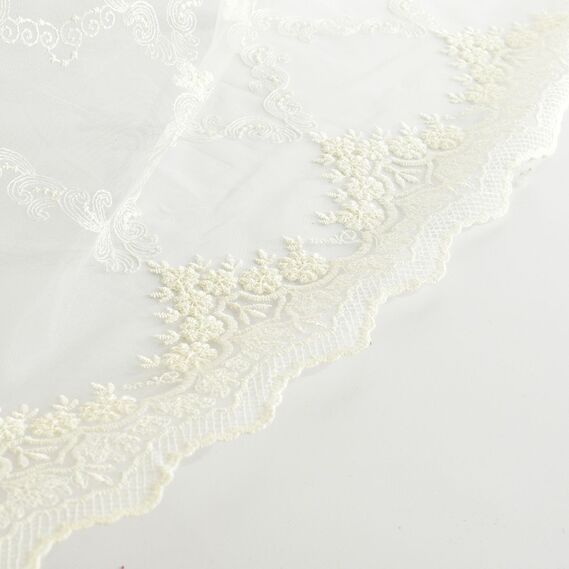 Тюль сітка з вишивкою Єсенія V-02 крем, фото 6 Тюль сітка з вишивкою Єсенія V-02 крем, фото 6