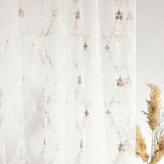 Тюль сітка з вишивкою Єсенія V-пудра, фото 3 Тюль сітка з вишивкою Єсенія V-пудра, фото 3