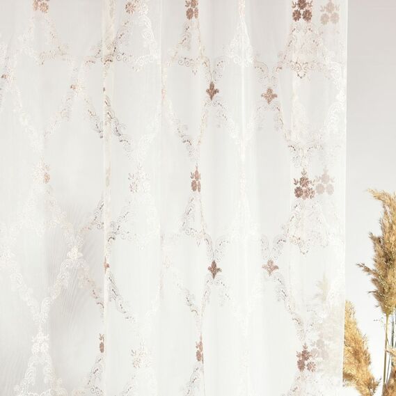 Тюль сітка з вишивкою Єсенія V-пудра, фото 5 Тюль сітка з вишивкою Єсенія V-пудра, фото 5