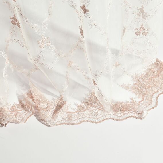 Тюль сітка з вишивкою Єсенія V-пудра, фото 7 Тюль сітка з вишивкою Єсенія V-пудра, фото 7