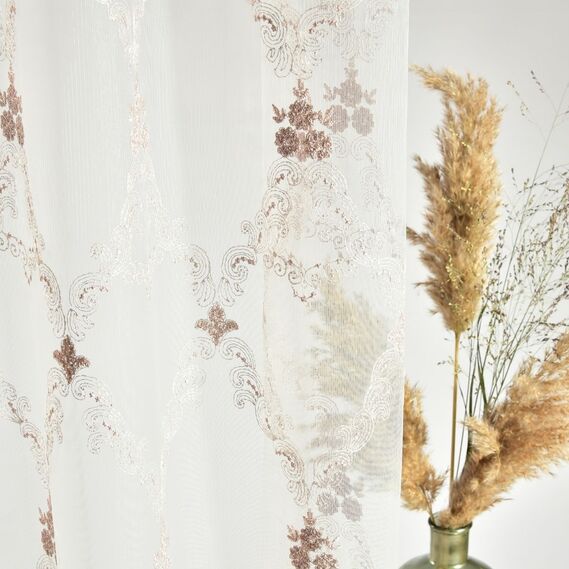 Тюль сітка з вишивкою Єсенія V-пудра, фото 8 Тюль сітка з вишивкою Єсенія V-пудра, фото 8