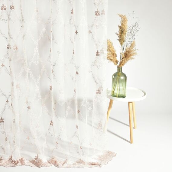 Тюль сітка з вишивкою Єсенія V-пудра, фото 9 Тюль сітка з вишивкою Єсенія V-пудра, фото 9