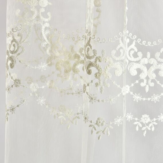 Тюль сетка с вышивкой Акация V-02 крем, фото 4 Тюль сетка с вышивкой Акация V-02 крем, фото 4